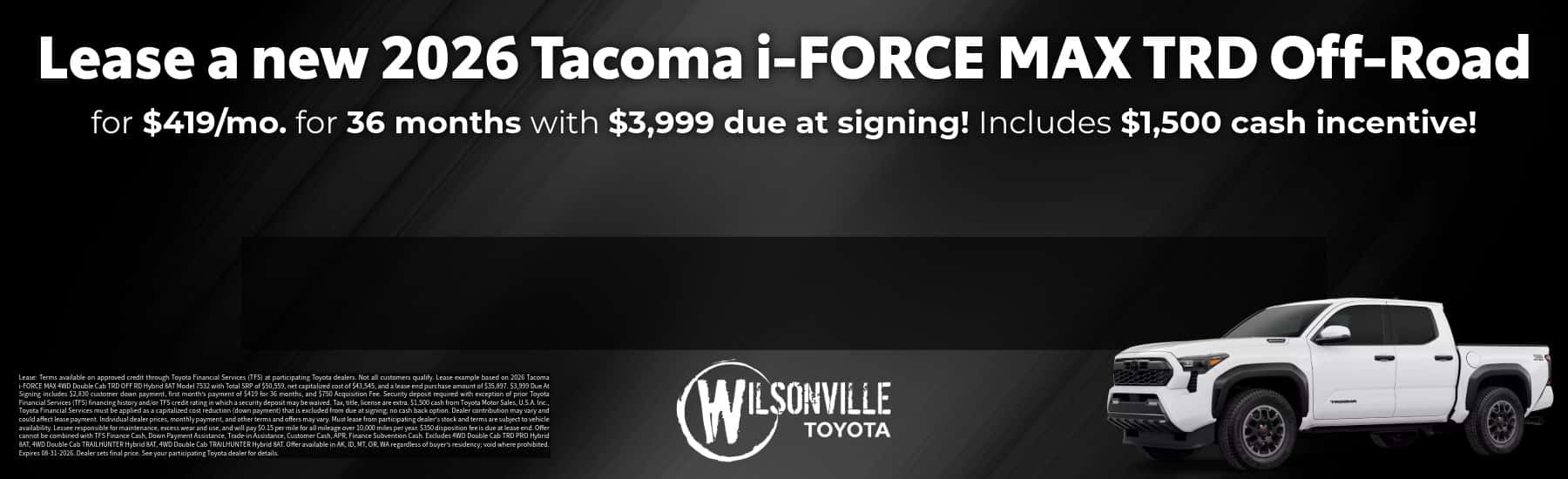 Tacoma iFORCE MAX Lease Offer
